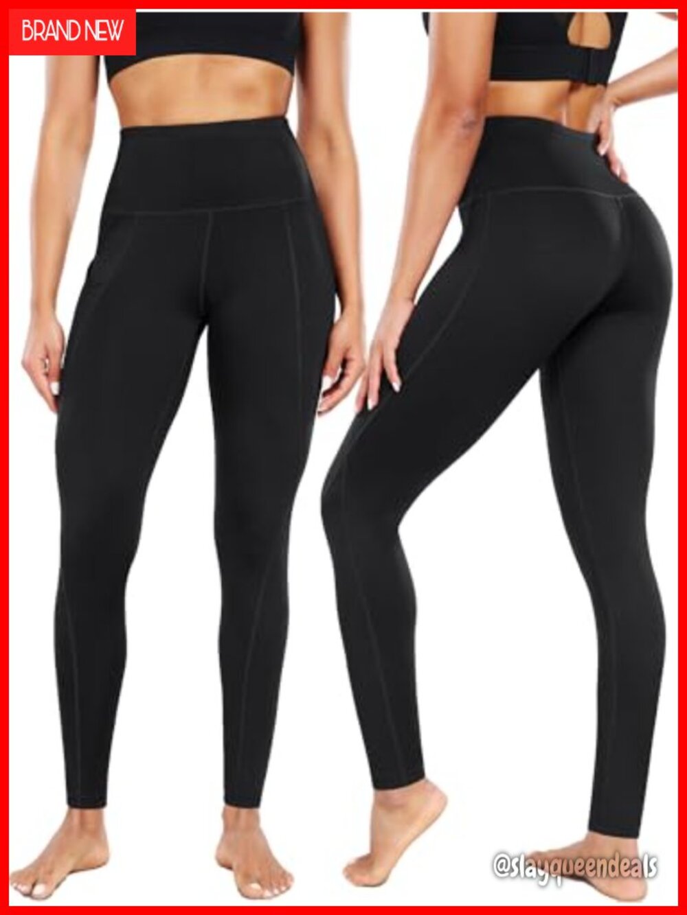High Waist Leggings with Pocket - 4 Way Stretch Non See-Through Yoga Pants - Picture 2 of 7